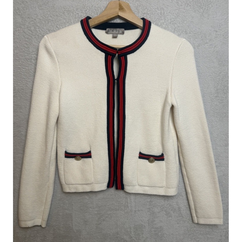 J.Crew Emilie Sweater Lady Jacket XS Coastal Preppy Heritage Nautical Cardigan